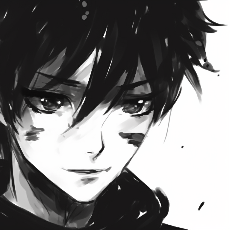 Close-up of two faces, with minimalistic yet detailed sketching style, hinting a deep bond. black and white matching pfp boy and girl pfp for discord.