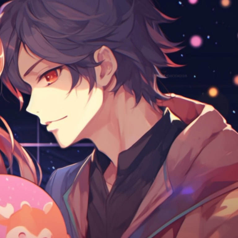 Two characters in a guardian armor, vivid hues with a background implying fantasy landscape. fantasy-themed cute couple matching pfp pfp for discord.