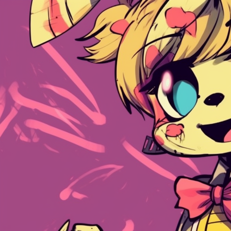 Two FNAF characters under a moonlit sky, cool palette with bold lines. cute matching fnaf pfp pfp for discord.