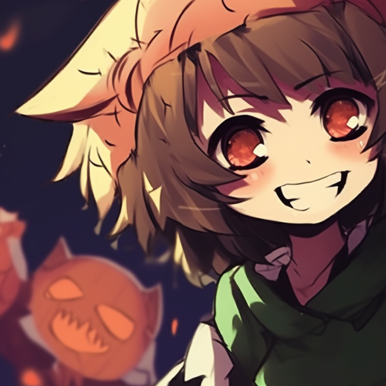 Bakugo and Kirishima in scary pumpkin-themed outfits, fiery colors with intense expressions. mha matching pfp halloween theme group suggestions pfp for discord.