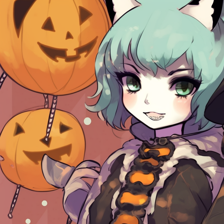 Anime characters in wolf attire underneath a silvery moon, painted with a gothic color palette. animal themed halloween pfp matching pfp for discord.