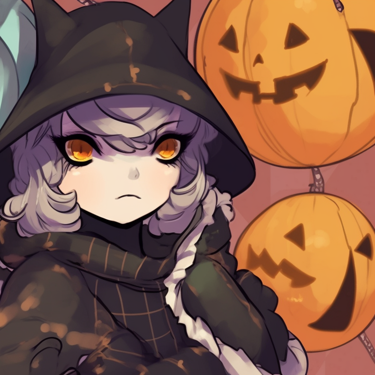 Anime characters in wolf attire underneath a silvery moon, painted with a gothic color palette. animal themed halloween pfp matching pfp for discord.