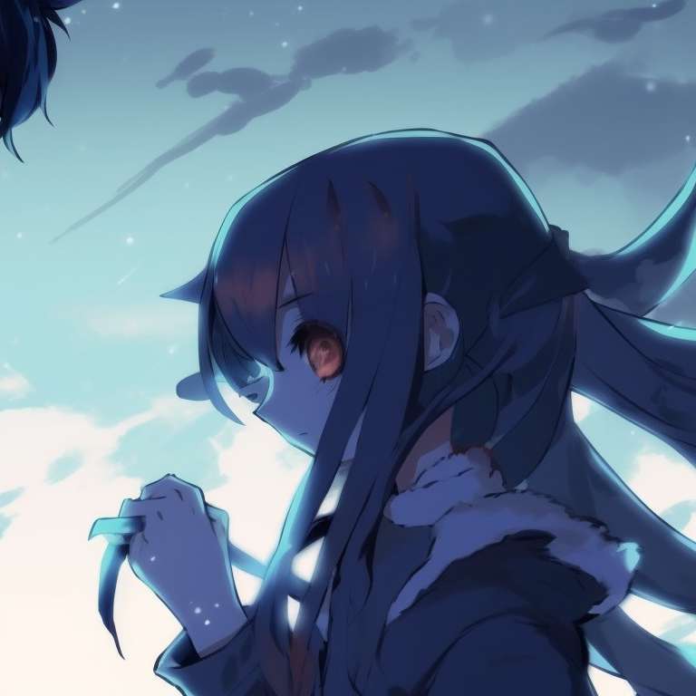 Two characters dressed identically, hues of azure and minimalist art style stands out. aesthetic pfp discord in blue pfp for discord.