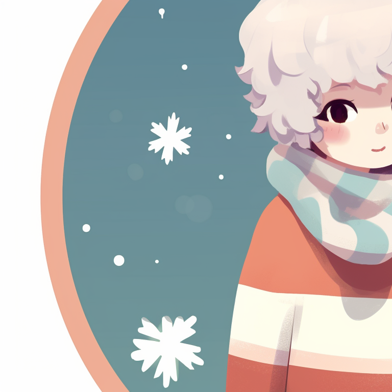 Two characters in matching holiday sweaters, pastel colors and minimalist style, gazing at each other. fun matching christmas discord server pfp pfp for discord.