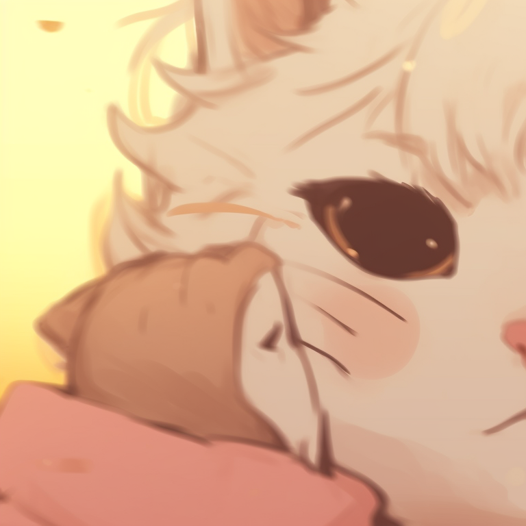 Two anime-style cat characters, soft and warm color palette, nuzzling close together couple-themed cat matching pfp pfp for discord.