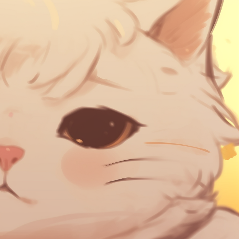Two anime-style cat characters, soft and warm color palette, nuzzling close together couple-themed cat matching pfp pfp for discord.