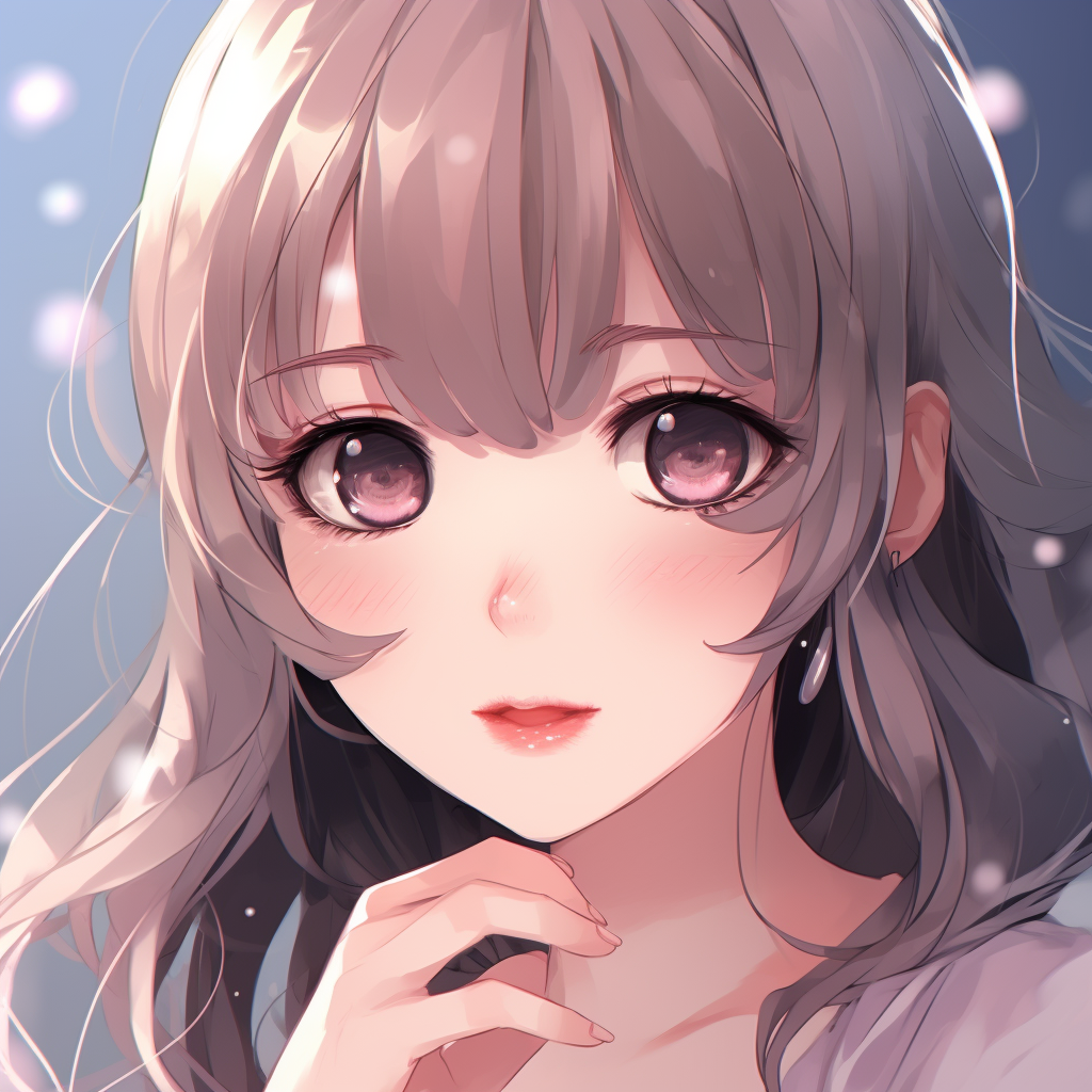 Cute anime character with cat ears, expressive eyes and kawaii design. 512x512 anime pfp cute style