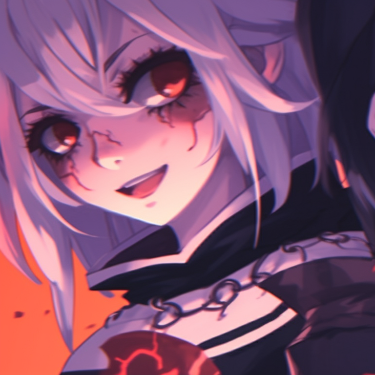 Two characters engulfed in shadows, with subtle glows emphasizing the details. hot matching pfp halloween theme aesthetics pfp for discord.