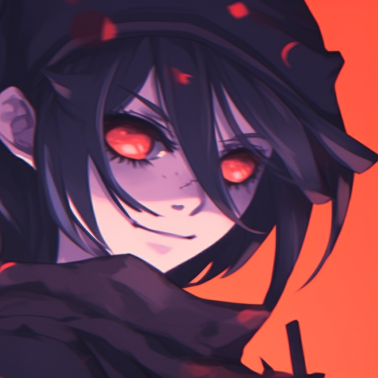 Two characters engulfed in shadows, with subtle glows emphasizing the details. hot matching pfp halloween theme aesthetics pfp for discord.
