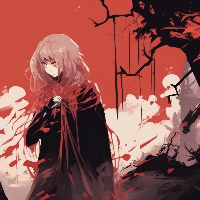 Two ghost characters, monochrome palette with splashes of red, hovering in a graveyard halloween pfps - matching theme with sad tone pfp for discord.