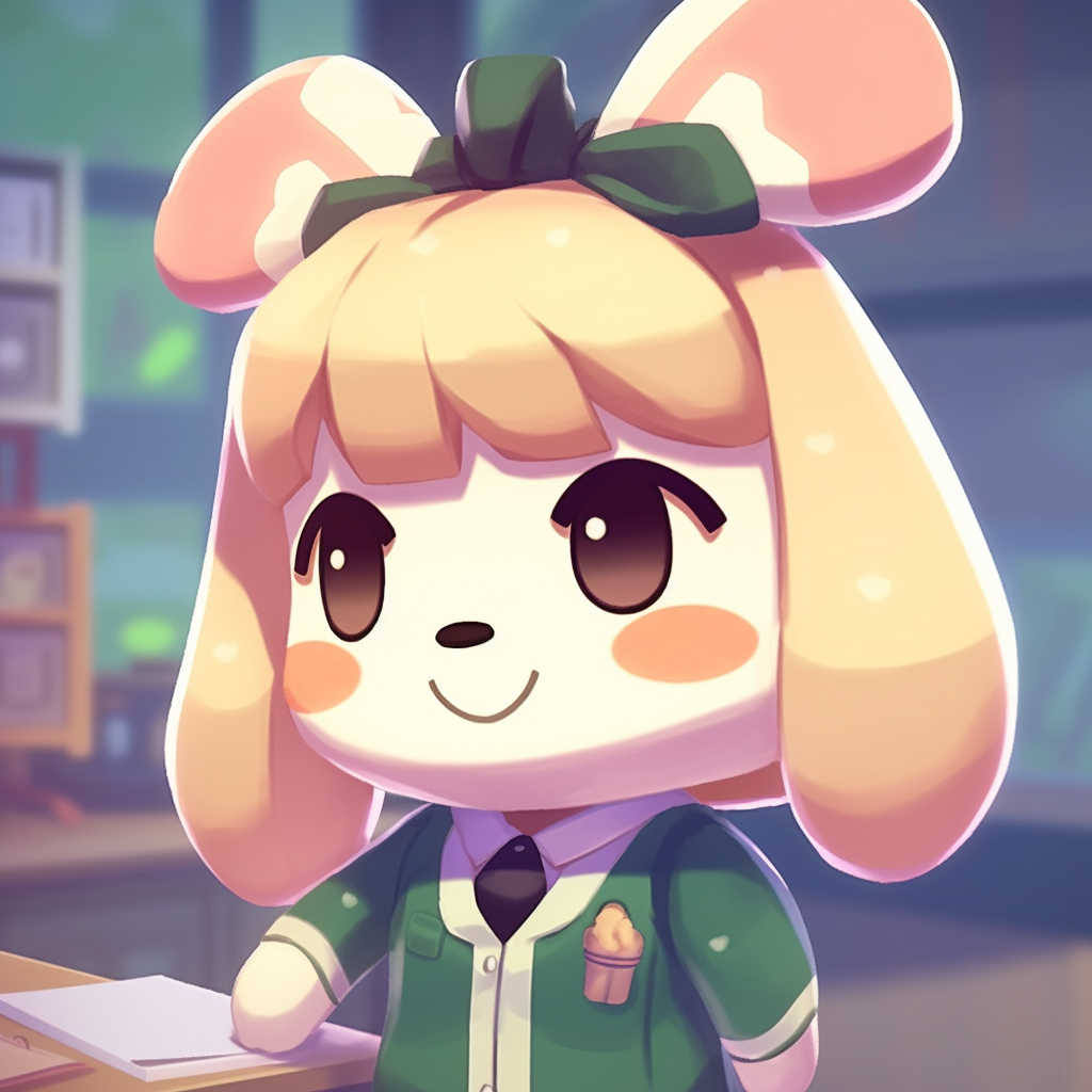 Close-up of Tom Nook, the shop owner, with vibrant colors and expressive eyes. creation of animal crossing pfp