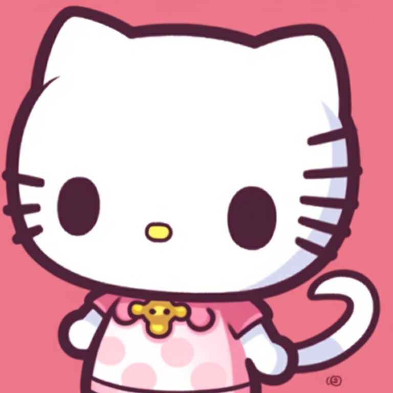 Two Hello Kitty characters with food, distinctive linework and warm colors. creative matching hello kitty pfp pfp for discord.