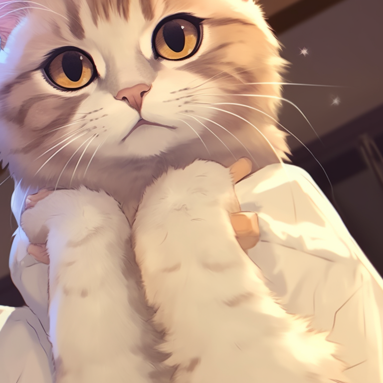 Two anime-style cat characters, gazing at the starry night sky, captivated in each other's eyes couple-themed cat matching pfp pfp for discord.