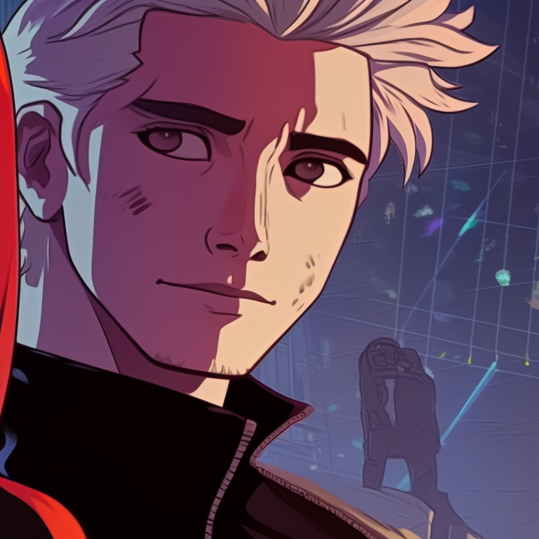 Energetic and dynamic action pose of Miles and Gwen, contrasting background colors. artistic miles and gwen matching pfp pfp for discord.