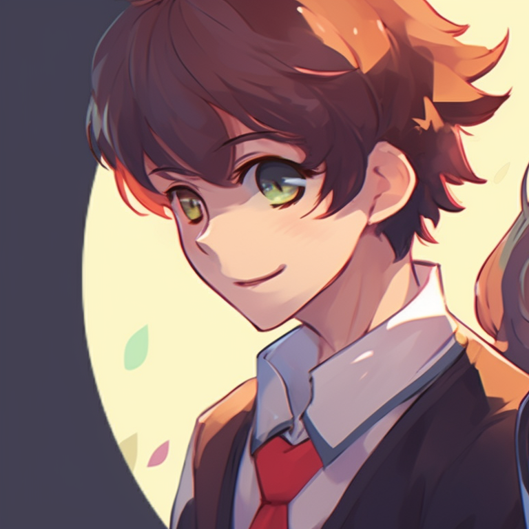 Two characters in school uniforms, bright colors showcasing youthful vibe. unique matching discord pfp pfp for discord.