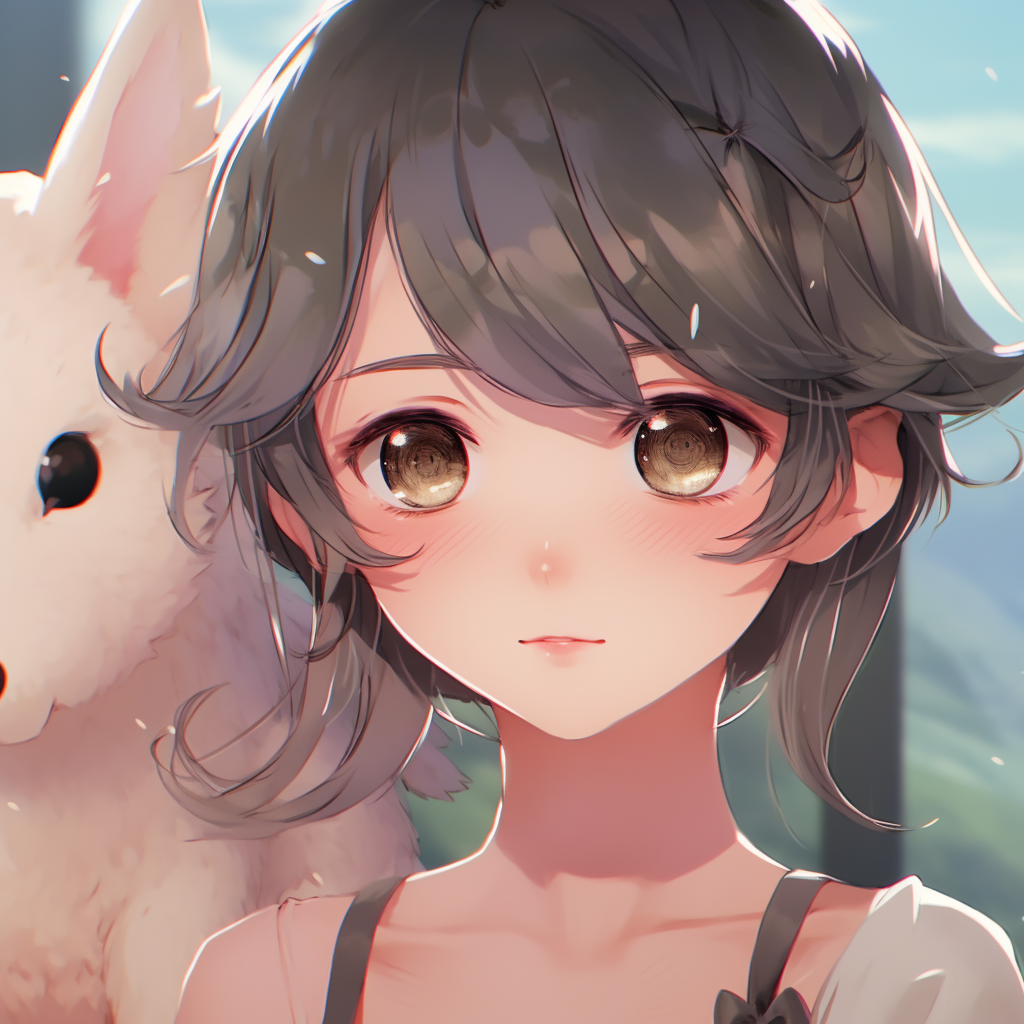 Detailed portrait of an anime girl with a dragon, strong line work and vivid colors. cute female animated pfp