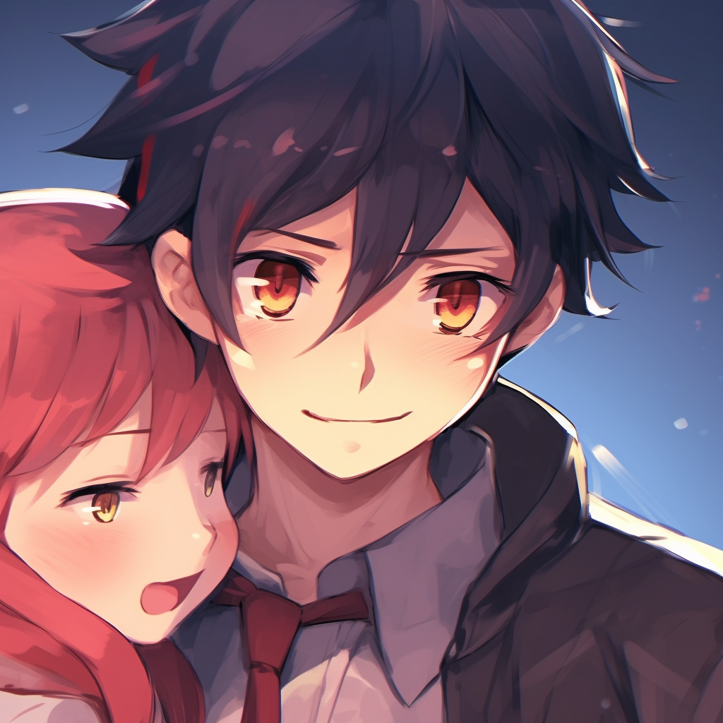 Ash Ketchum and Pikachu in a vibrant matching profile picture, marked by strong lines and contrasting colors. unisex anime matching pfpHD, free download