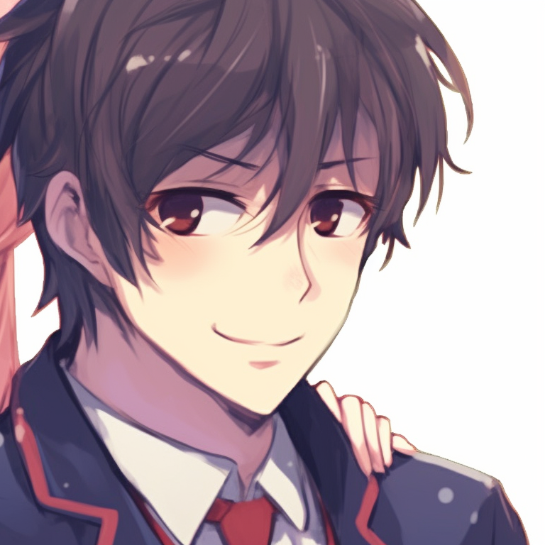 Two characters, sunset background, relaxed poses and warm palette. matching anime couple pfp pfp for discord.