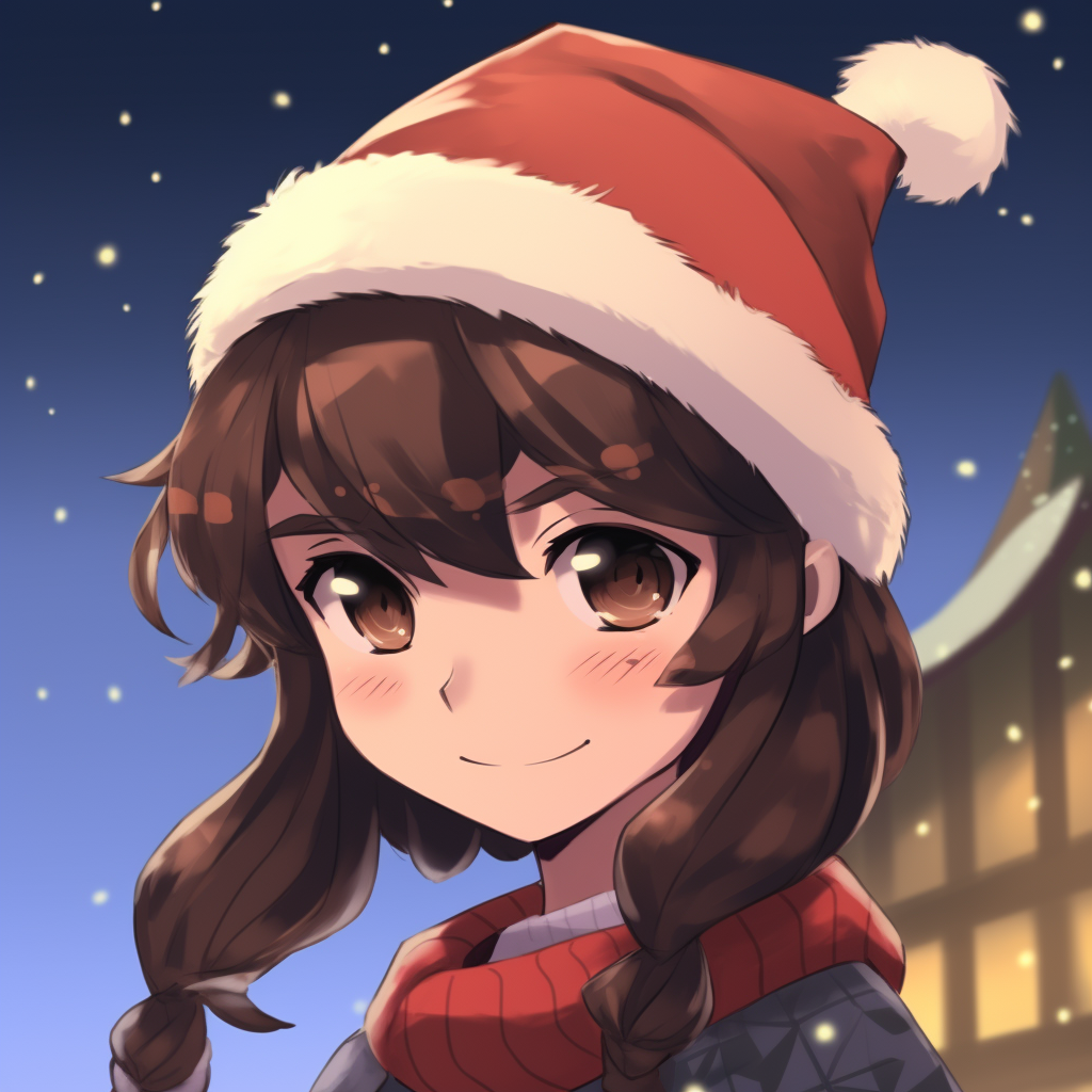 Anime pfp featuring a boy and girl engaging in a Christmas setting. anime christmas pfp boy girl interaction