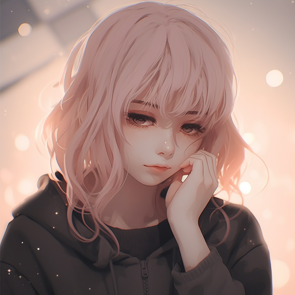 Anime girl in a pastel setting, detailed soft texturing and light colors. pfp ideas for aesthetic anime pfp for discord.