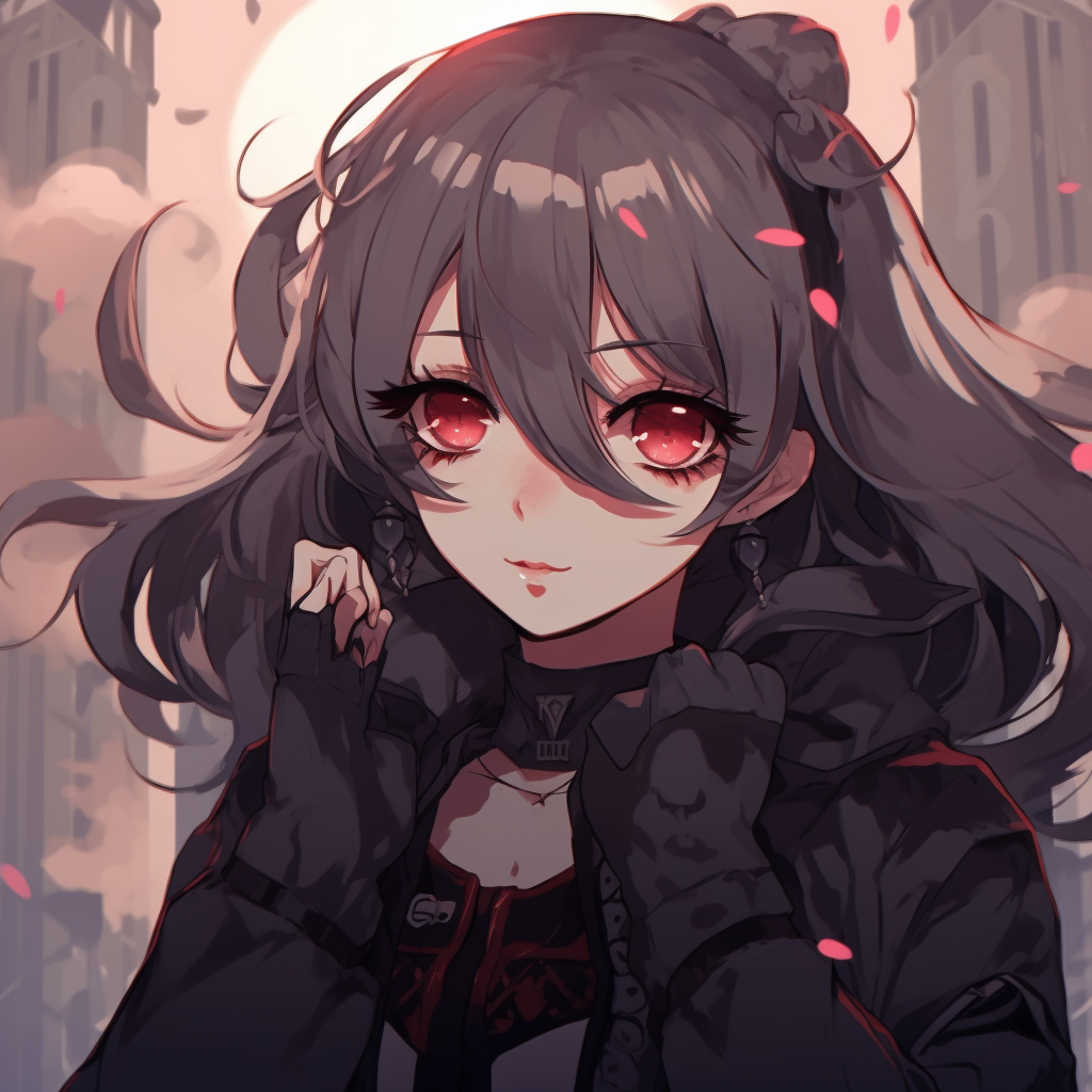 Egirl character with expressive eyes, detailed facial features with a mix of warm and cool tones. original egirl pfp anime pfp for discord.