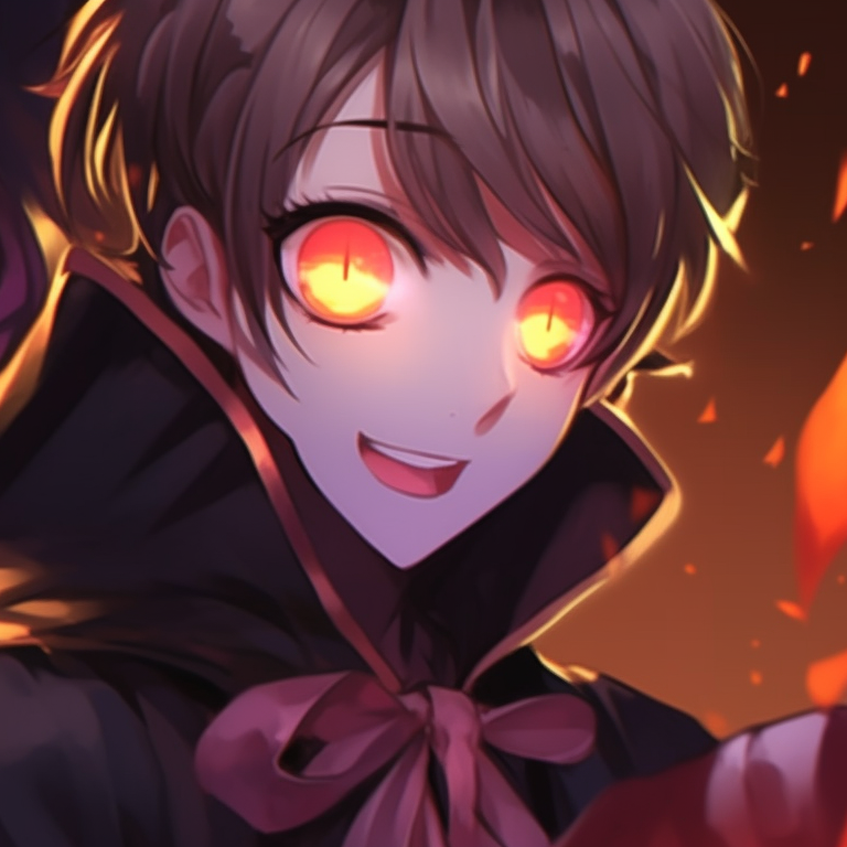 Two characters wearing jack-o'-lantern masks, comic style elements, full of light-hearted mischief. anime halloween pfp matching concepts pfp for discord.