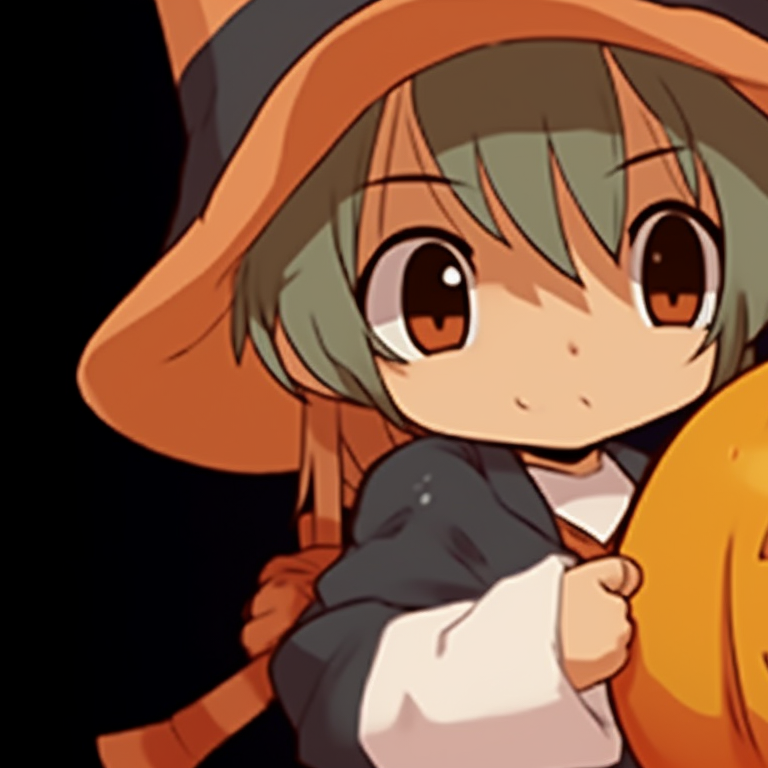 Side view of two characters, midnight sky in the background, holding glowing Christmas pumpkins. cute matching christmas pumpkin pfp pfp for discord.