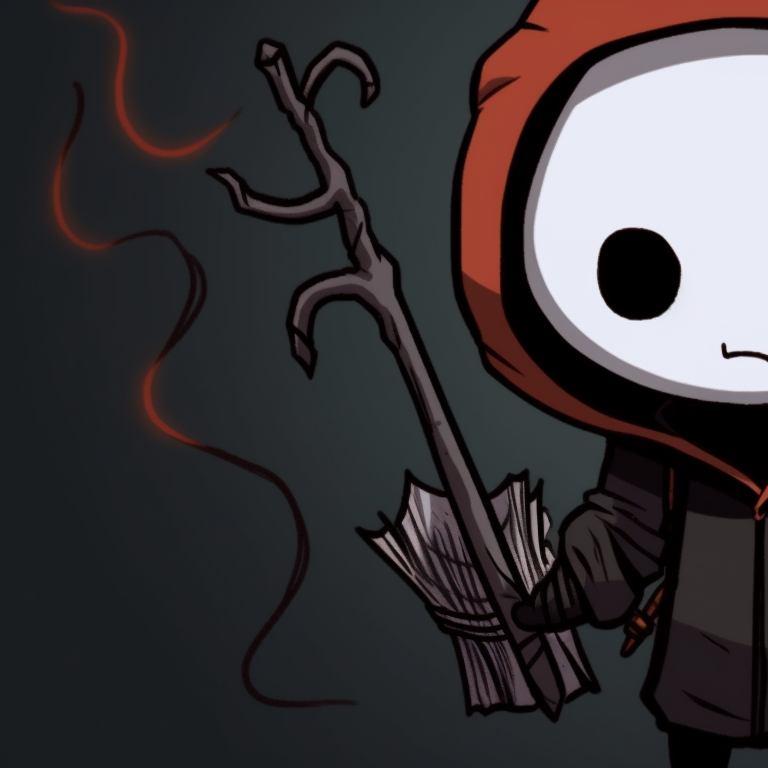 Two stickman characters, vivid pumpkin backdrop, carrying Halloween baskets. stickman pfp with halloween backdrop pfp for discord.