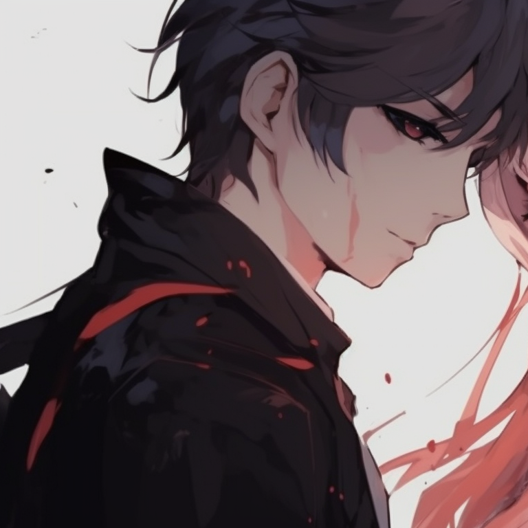 Two characters in dynamic poses, high contrast colors and intricate details. awesome anime matching pfp ideas for friends pfp for discord.