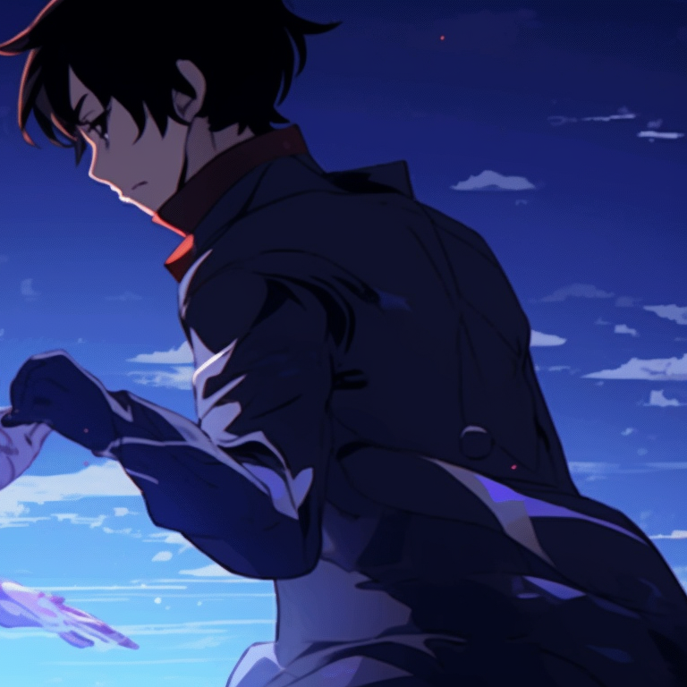 Two characters locked in combat, dynamic lines and bold colors. dynamic gif pfps in matching style pfp for discord.