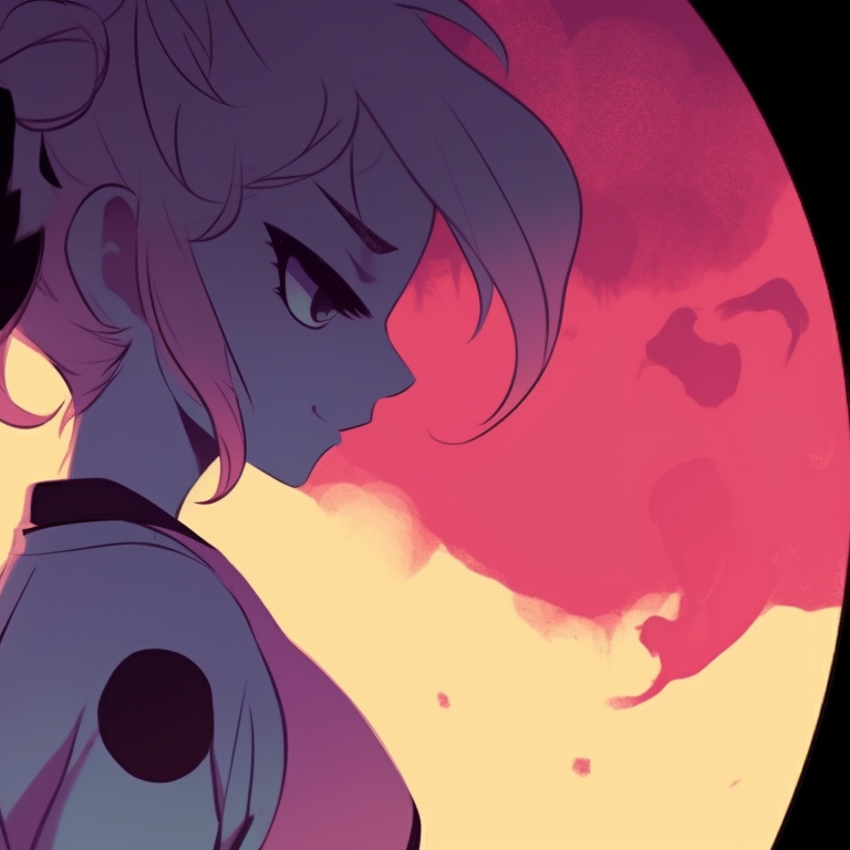 Two characters trekking through a lush forest, vibrant and richly textured anime art style. matching pfp for couples favorite cartoons pfp for discord.