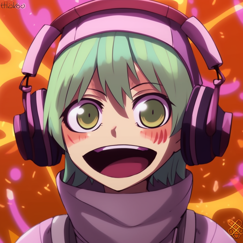 A bizarre looking alien anime character, detailed lines and lively colors. unusual anime pfp funny pfp for discord.