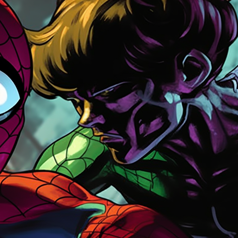 Spider-Man vs Doctor Octopus, dynamic lines and detailed mechanical features. spider man matching pfp styles pfp for discord.