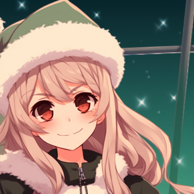 Two characters under a snowy sky, minimalistic design, and light colors. minimalistic matching christmas pfp 2021 pfp for discord.