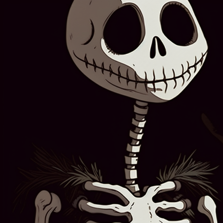 Two jovial skeleton characters with Christmas ornaments hung on their bony limbs. ideal matching christmas skeleton pfp pfp for discord.