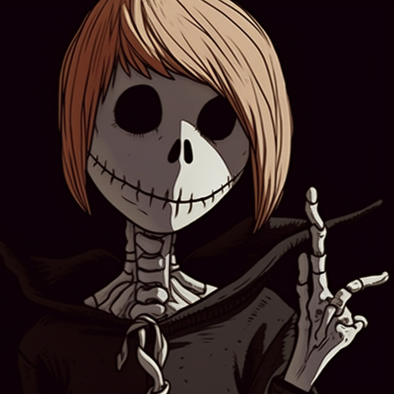 Two jovial skeleton characters with Christmas ornaments hung on their bony limbs. ideal matching christmas skeleton pfp pfp for discord.