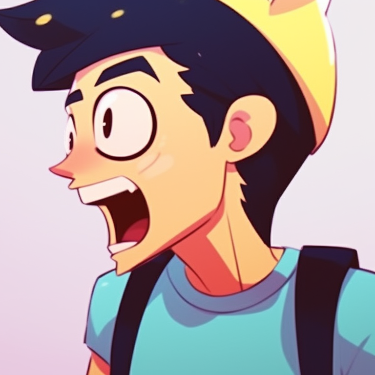 Two characters in playful banter, casual outfits and warm colors. comical matching pfp specifically for couples pfp for discord.