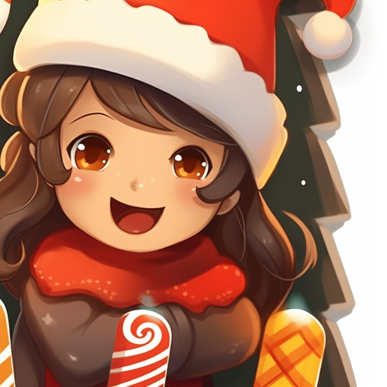 Two characters having a snowball fight, their joy amplified in candy corn bright colors. candy corn styled matching christmas pfp pfp for discord.