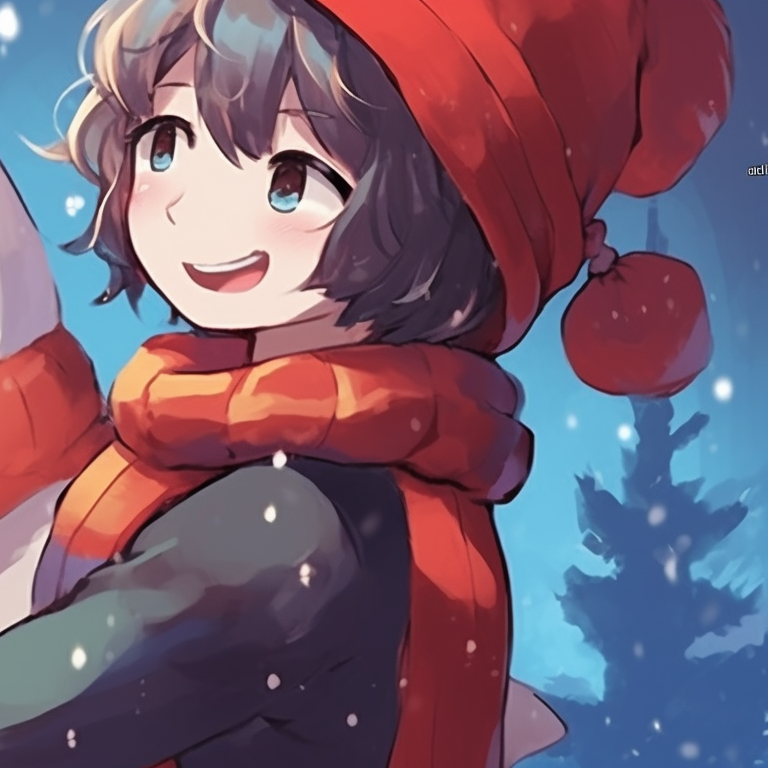 Two characters, laughing and tangling Christmas lights, playful and colorful. trending matching shen comix pfp christmas pfp for discord.