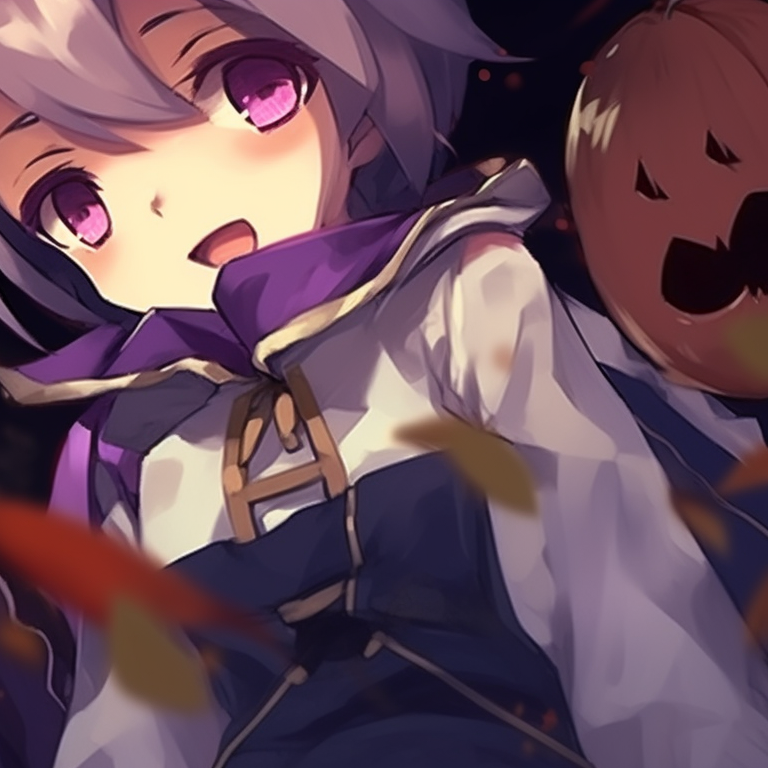 Shinobu and Giyuu sharing a promise, moonlit sky with warm colors intensifying their bond. diy halloween themed matching pfp for shinobu and giyuu pfp for discord.