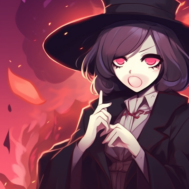 Two characters in witch and vampire costumes, mysterious aura, twilight backdrop. unique halloween matching pfps pfp for discord.