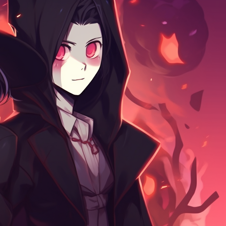 Two characters in witch and vampire costumes, mysterious aura, twilight backdrop. unique halloween matching pfps pfp for discord.