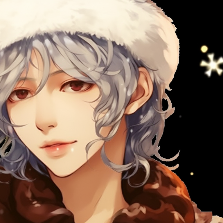 Two characters in Christmas hats, rich colors and detailed line work. joyful matching christmas pfp felix pfp for discord.