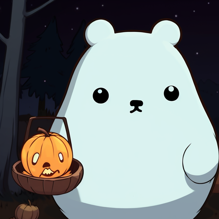 Two characters in costumes, cartoonish art style and night-time setting. we bare bears halloween pfp gallery pfp for discord.