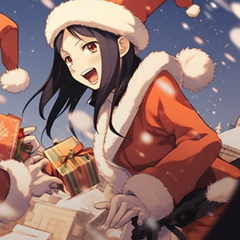 Kakashi and Iruka under a mistletoe, with intricate detail on festive clothing. notable matching christmas pfp from naruto anime pfp for discord.