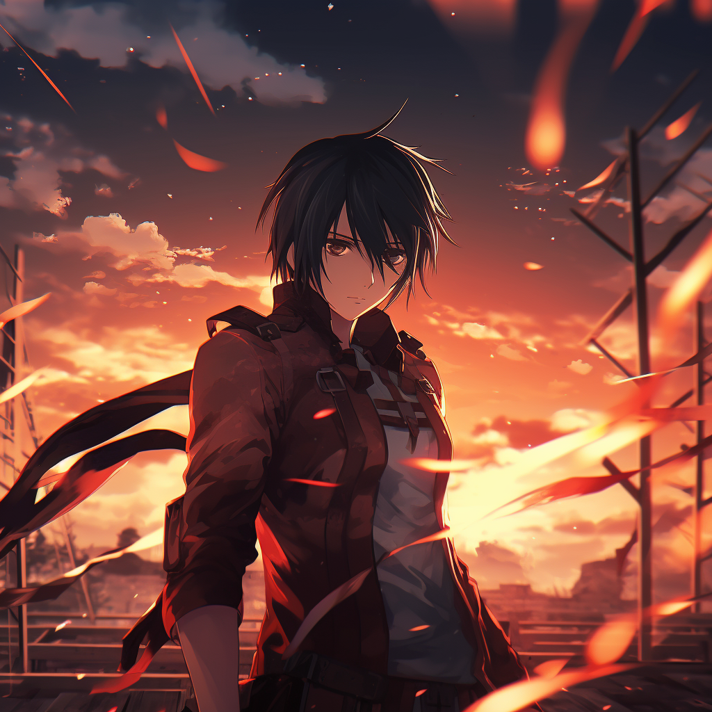 Eren Yeager in his titan form, scarlet hues and intense detailing. computer 4k anime pfp