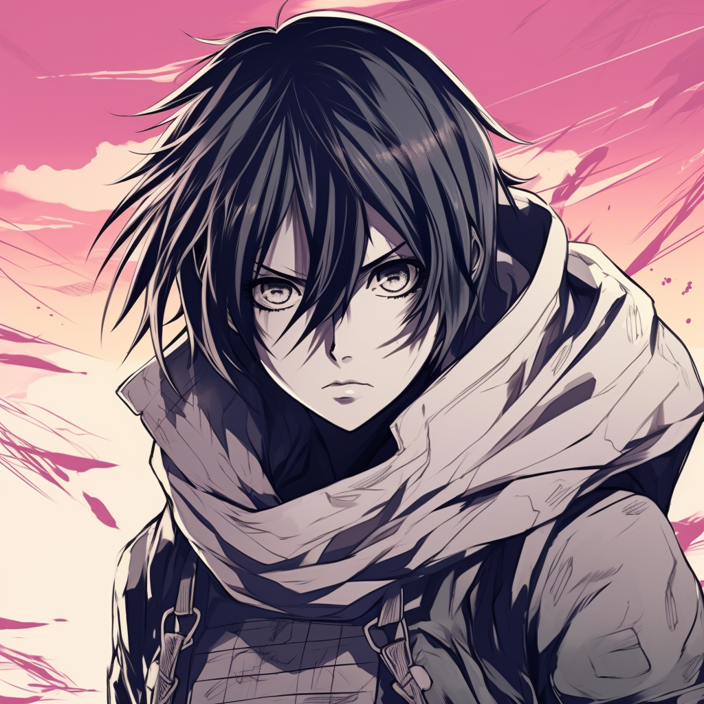 Mikasa's elegant swordplay, dynamic poses and bold lines. cool anime pfp for girlsHD, free download