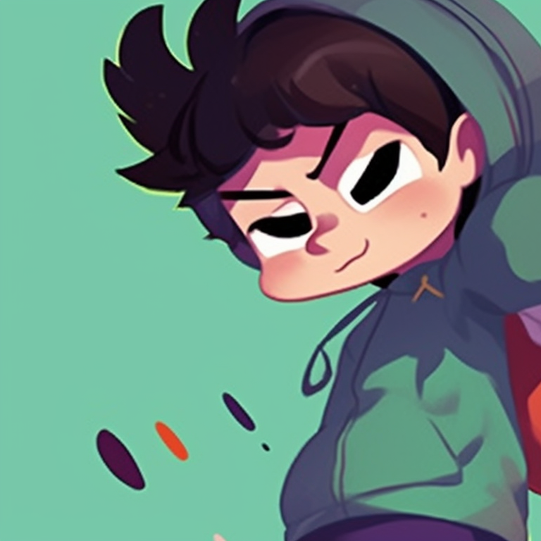 Two characters running within a sunny scenery, featuring warm colors and a sense of motion. innovative pfp cartoons for matching styles pfp for discord.