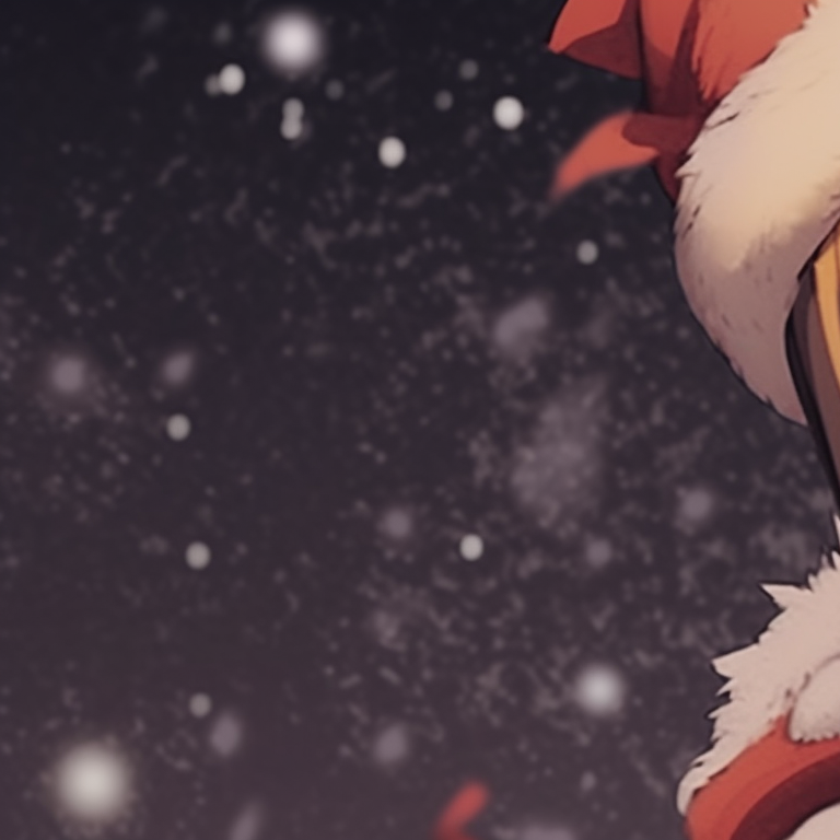 Two characters from the leaf village, bundled up in warm clothing, glitters of falling snow. charming matching christmas pfp naruto pfp for discord.