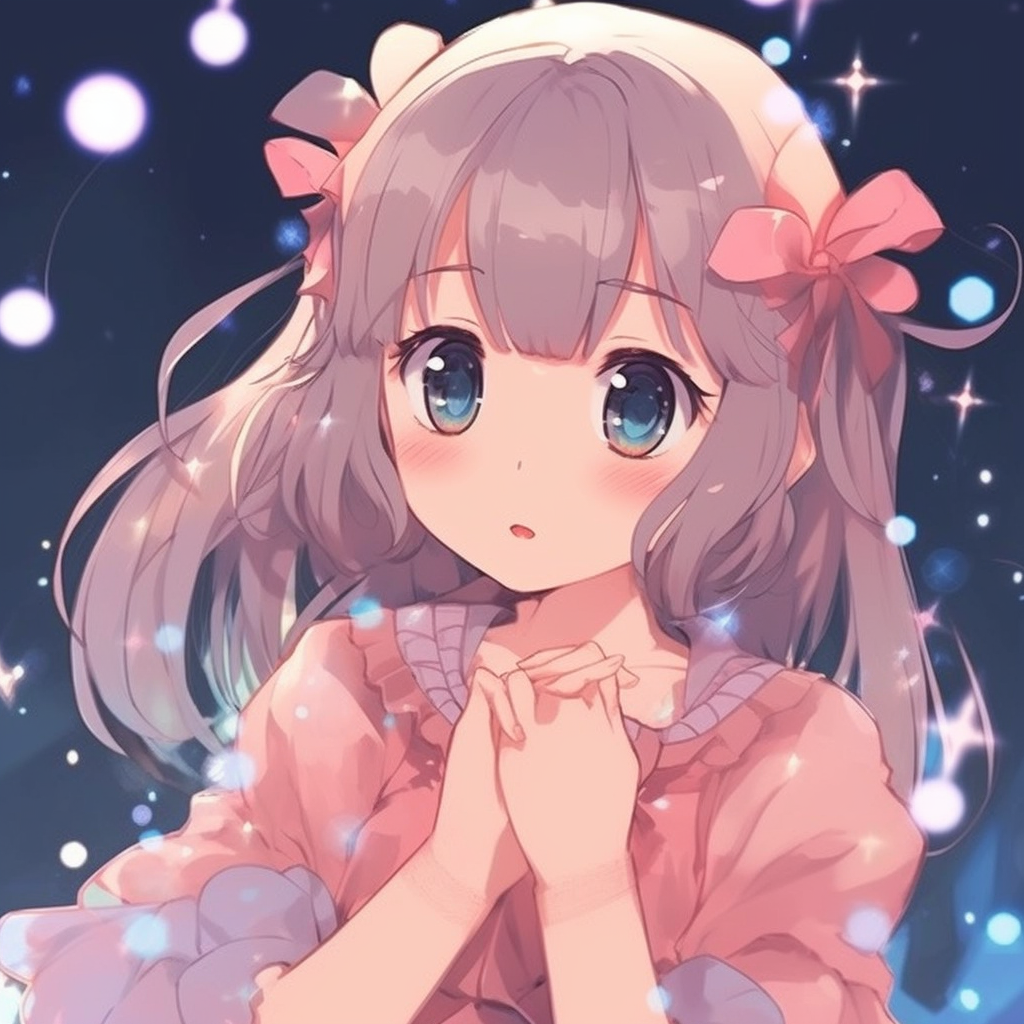 Anime girl in a magical girl outfit, noticeable for its bright colors and twinkling effects. cute anime girl pfp classics anime pfp